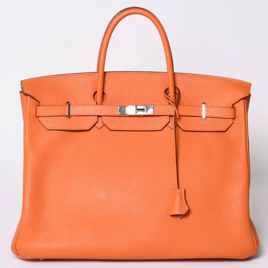 HERMES Birkin 40 Orange Togo leather palladium hardware
