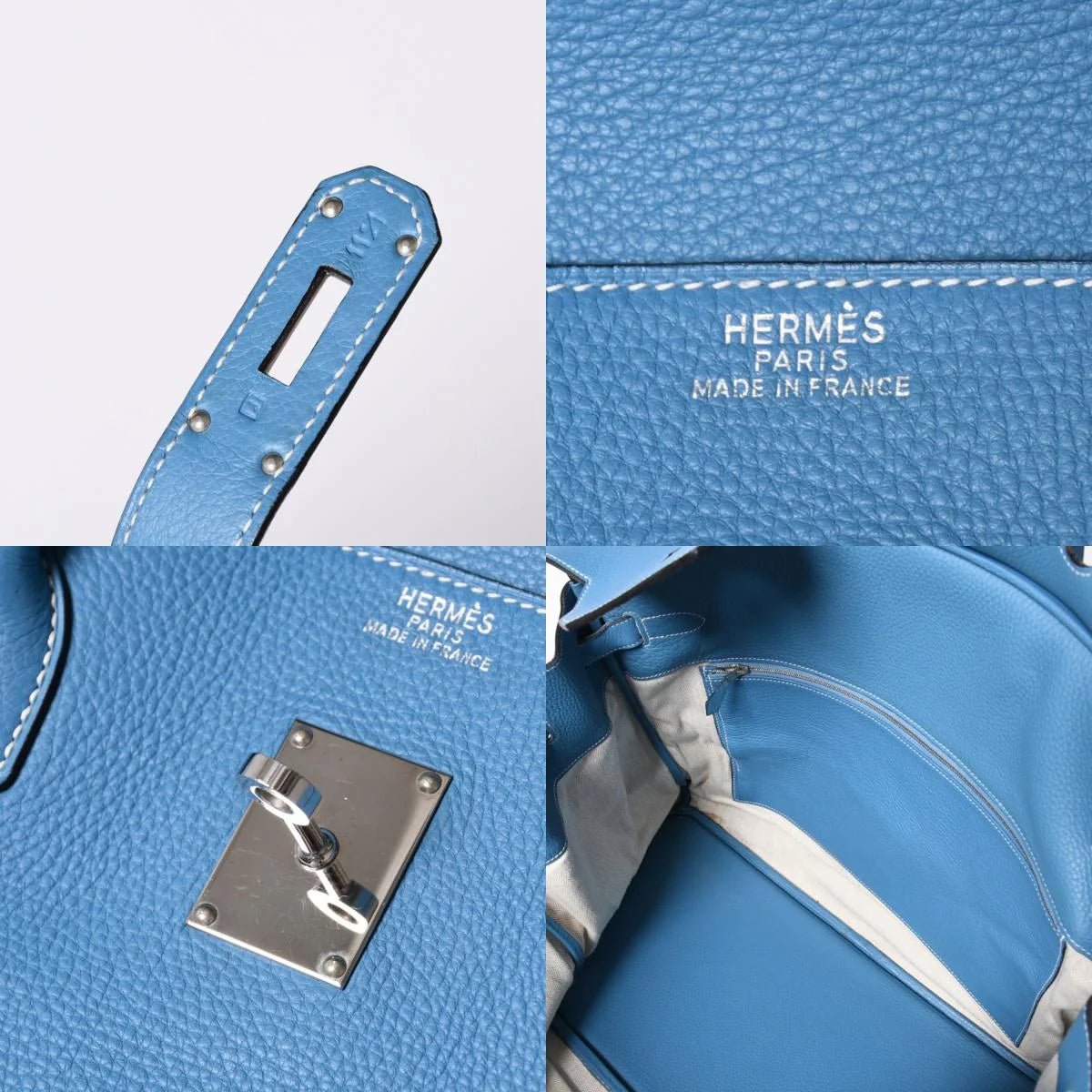 HERMES Birkin 50 Blue Jean TC leather palladium Hardware