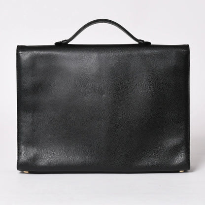 CHANEL briefcase business bag Black Caviar leather Gold Hardware