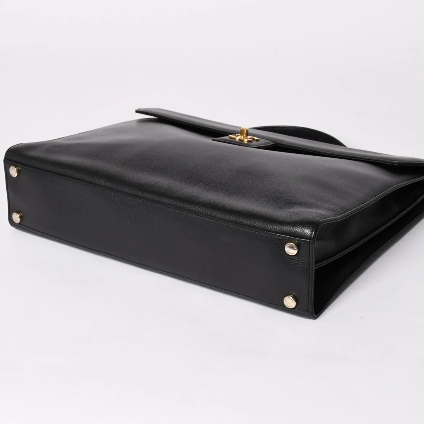 CHANEL briefcase business bag Black Caviar leather Gold Hardware