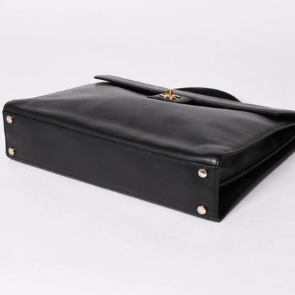 CHANEL briefcase business bag Black Caviar leather Gold Hardware