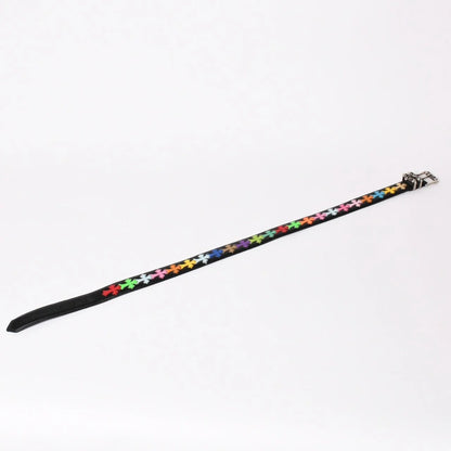 CHROME HEARTS Black Belt Multicolor cross silver hardware