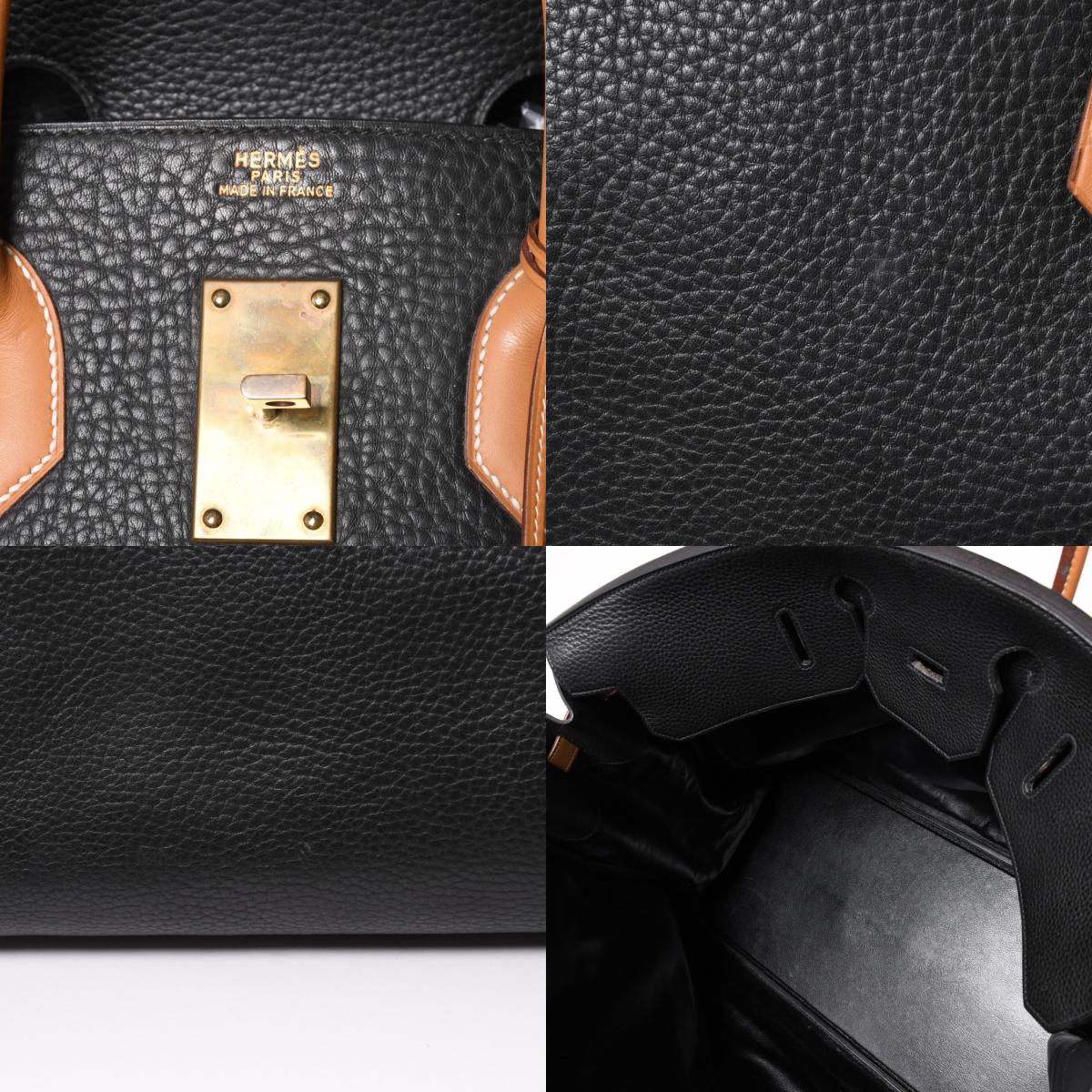 Hermes Birkin HAC 60 Fjord Vauchamonie Black Natural leather Gold