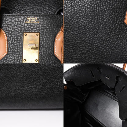 Hermes Birkin HAC 60 Fjord Vauchamonie Black Natural leather Gold Hardware