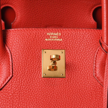 HERMES Birkin 40 Vermillion Togo leather gold hardware