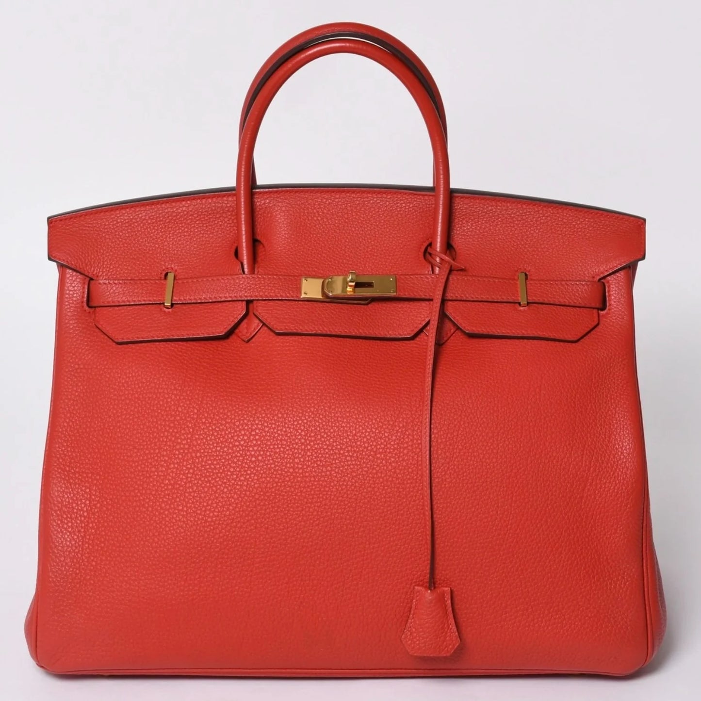 HERMES Birkin 40 Vermillion Togo leather gold hardware