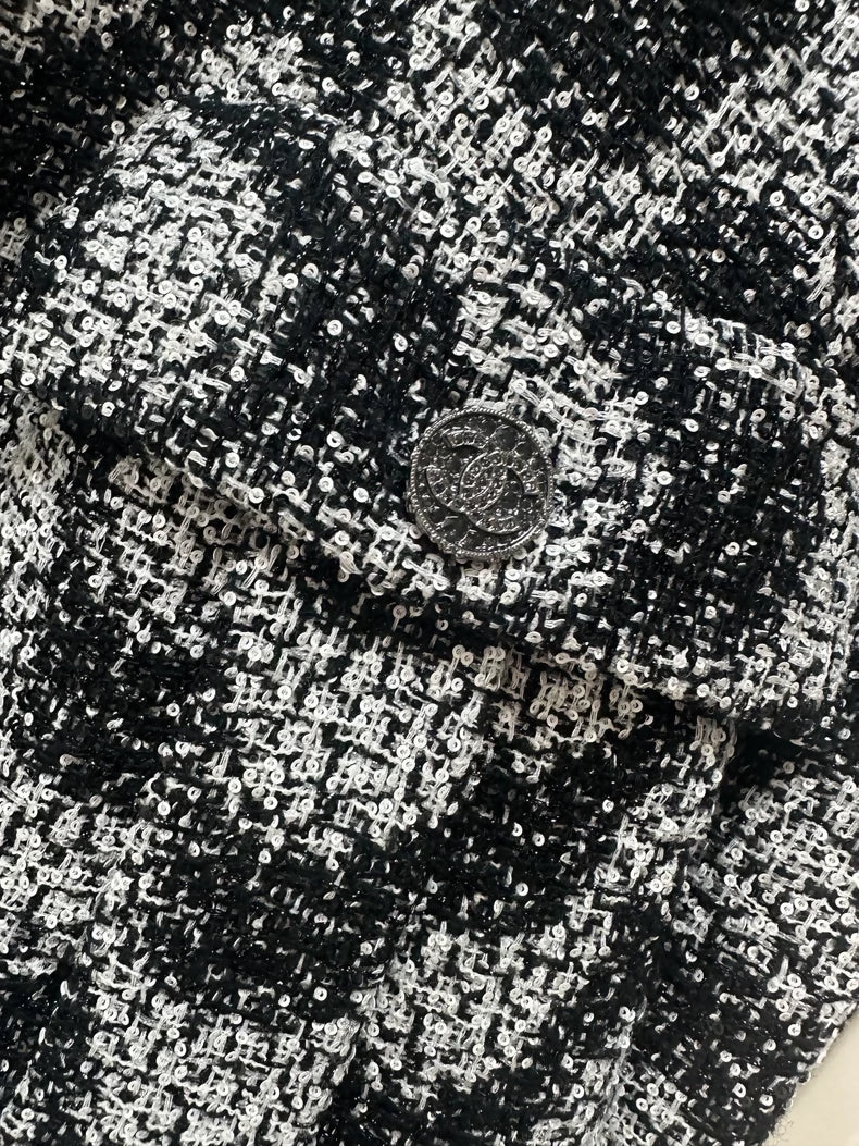 Chanel 21P black & gray tweed shirt