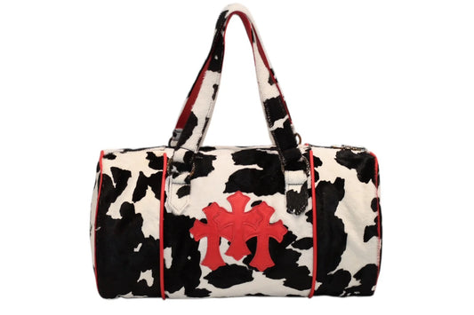 Chrome Hearts black and white with red cross patches mini bag