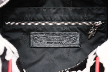 Chrome Hearts black and white with red cross patches mini bag