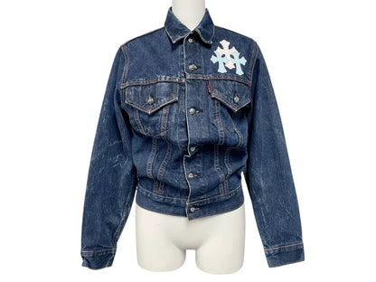 CHROME HEARTS × LEVI'S denim jacket blue white cross patch denim jacket
