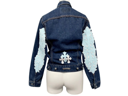 CHROME HEARTS × LEVI'S denim jacket blue white cross patch denim jacket