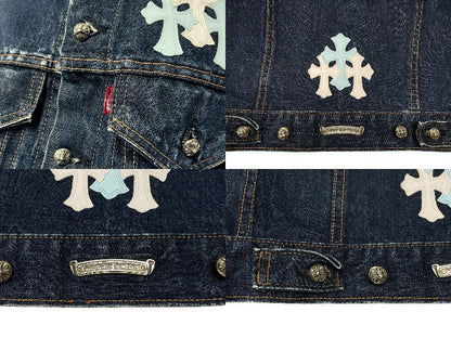 CHROME HEARTS × LEVI'S denim jacket blue white cross patch denim jacket