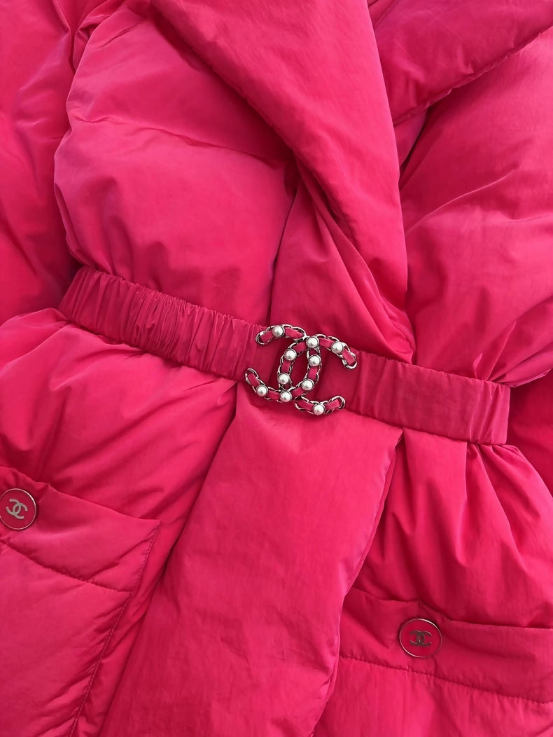 Chanel 19K Red Lapel Long Down Jacket