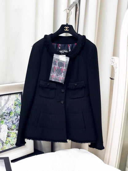 Chanel 08A black purple tweed jacket dress set