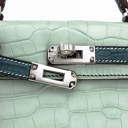 Hermes Mini Kelly 20 Vert d’Eau Vert Cypress Matte Alligator Palladium hardware