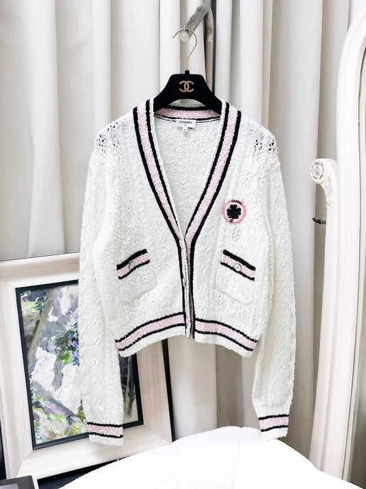 Chanel 24P White knit Cardigan