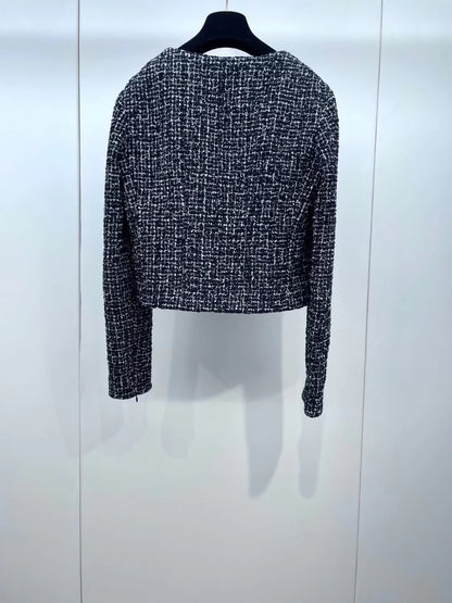 Chanel 24B black and white tweed jacket
