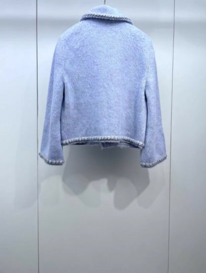 Chanel25B purple tweed cardigan