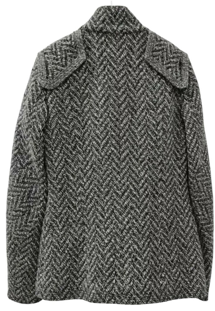 Chanel 08A Grey Herringbone Wool Utility Coat Jacket FR 38