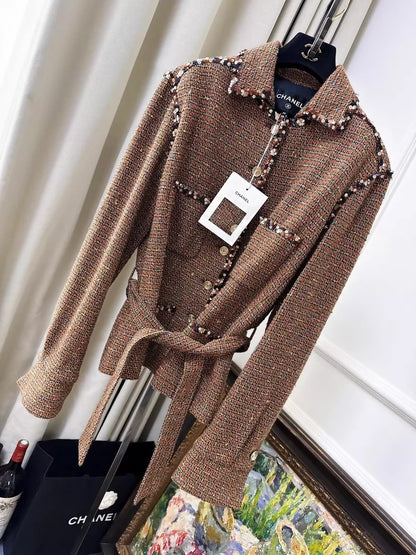 Chanel 25A brown tweed jacket and skirt