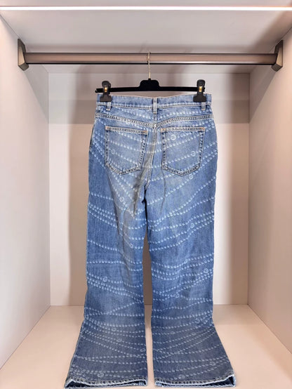 Chanel 25P blue pearl logo jeans