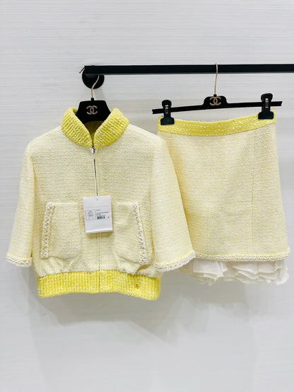 Chanel 19S Beach Collection yellow tweed jacket