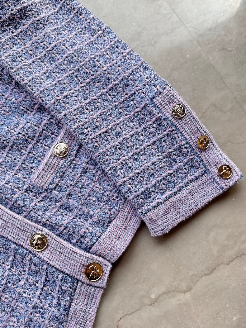 Chanel 25B Blue-purple Classic Knit cardigan