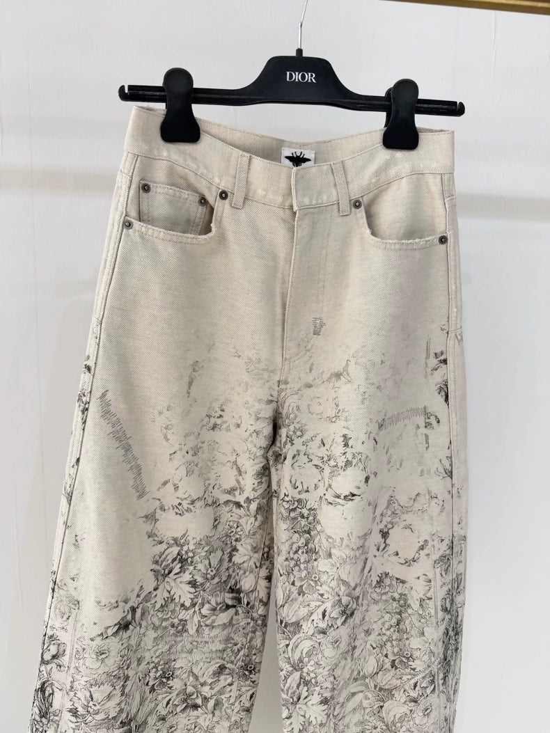 Dior Spring/Summer 2026 Garden Print Wide-Leg Jeans