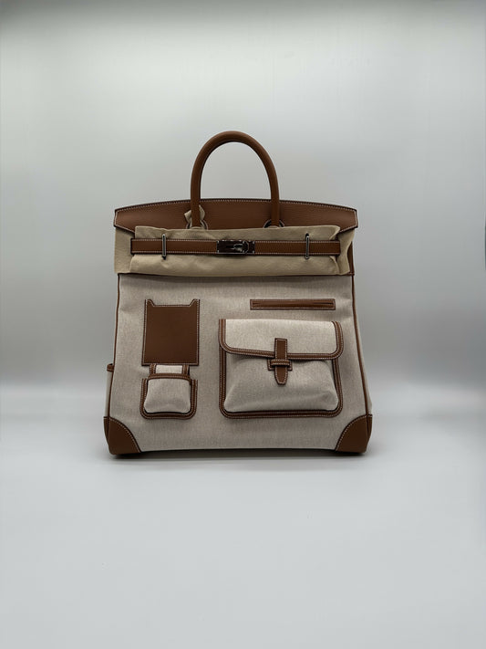 Hermès Haut à Courroies 40 Cargo Gold Togo and Toile PHW K 2025