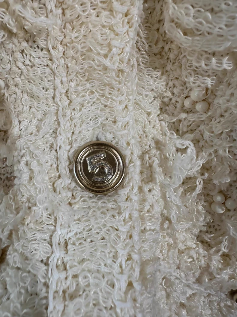 Chanel 21S off-white knit cardigan