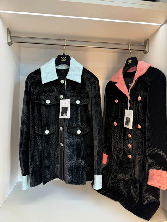 Chanel 22B blue-black velvet jacket
