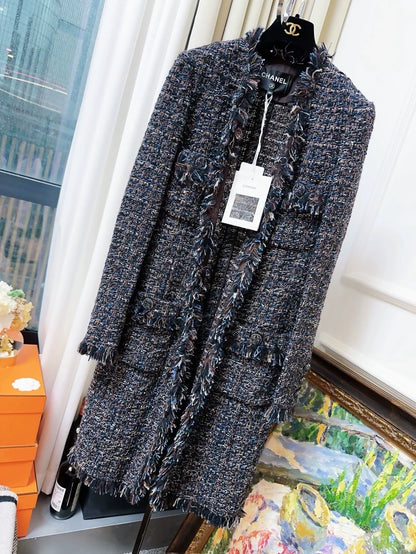 Chanel 19K dark bleu Mixed Color  Long Coat