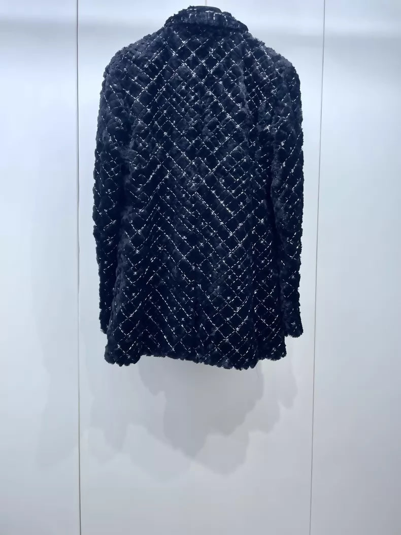 Chanel 22B black embroidered quilted coat
