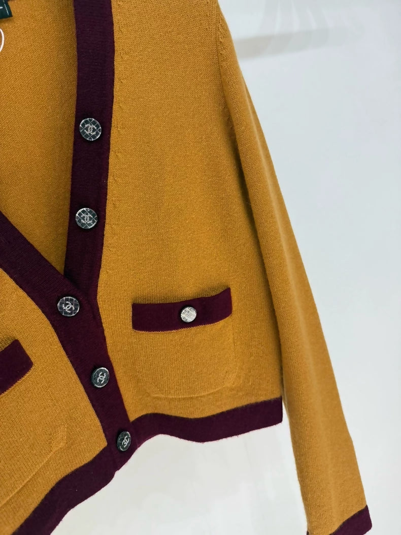 Chanel 21K orange cashmere cardigan