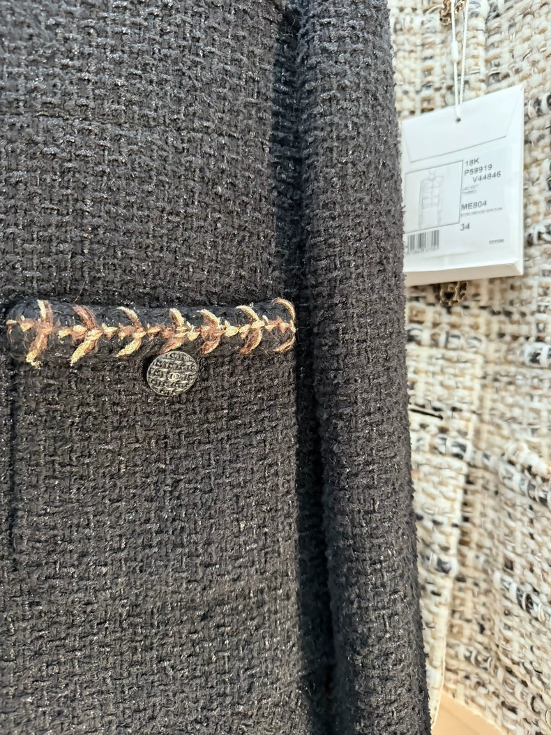 Chanel 2018 black tweed jacket