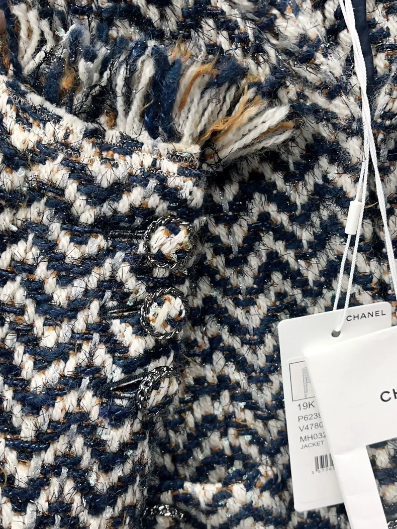 Chanel 19N black 
white Tweed Jacket