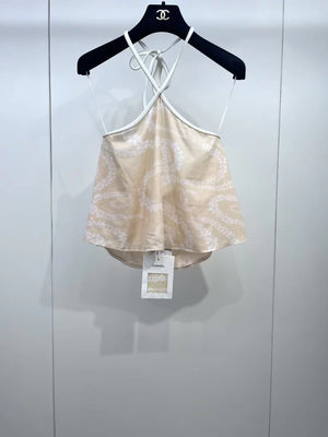 Chanel 25M Coco Beach orange white tank top