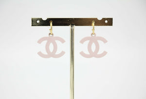 Chanel Vintage 03S Resin Pink CC Dangle Stud Earrings