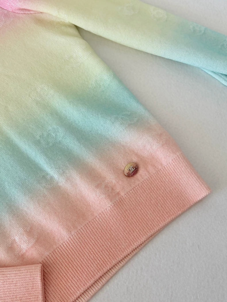 Chanel 24C Rainbow Double C Knit Sweater
