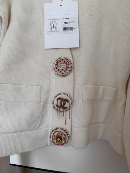 Chanel 22A white knit cardigan