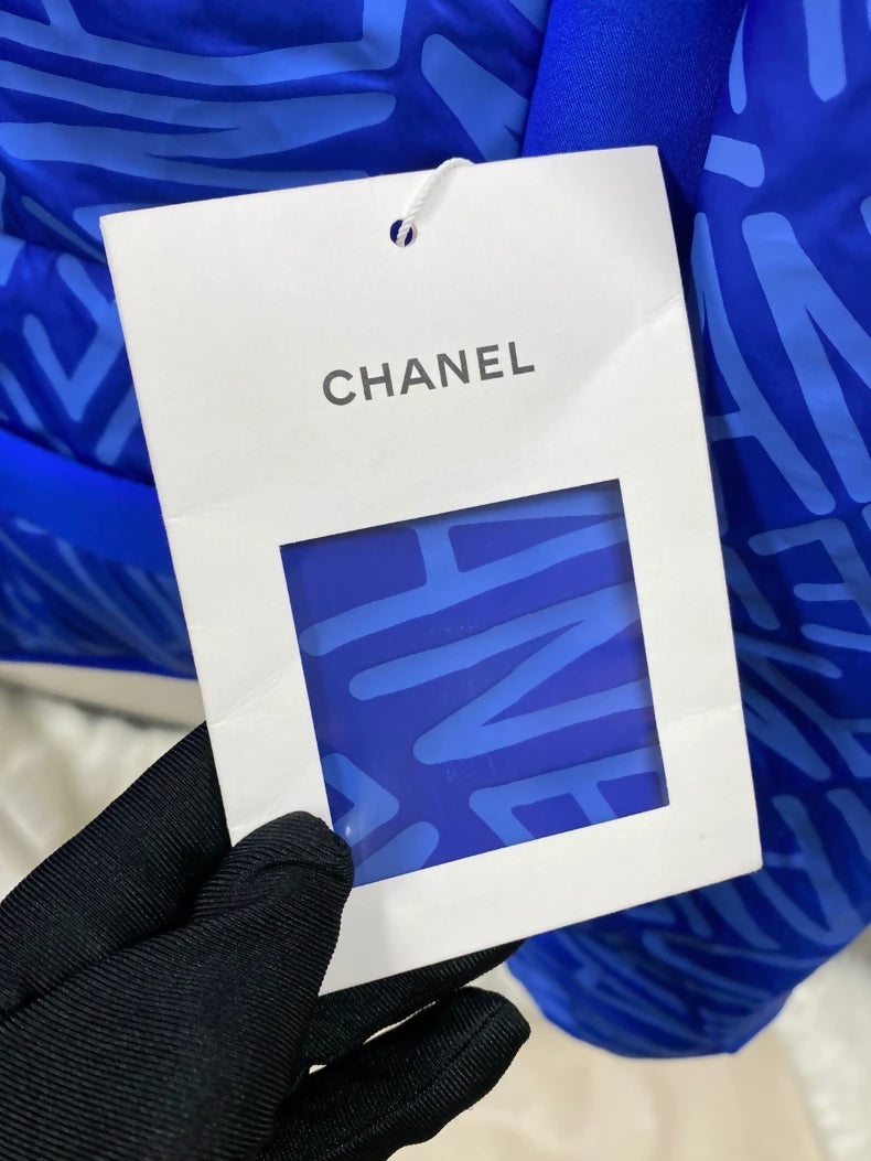Chanel 21N Ski Series Royal Blue Letter Print Hooded Jacket