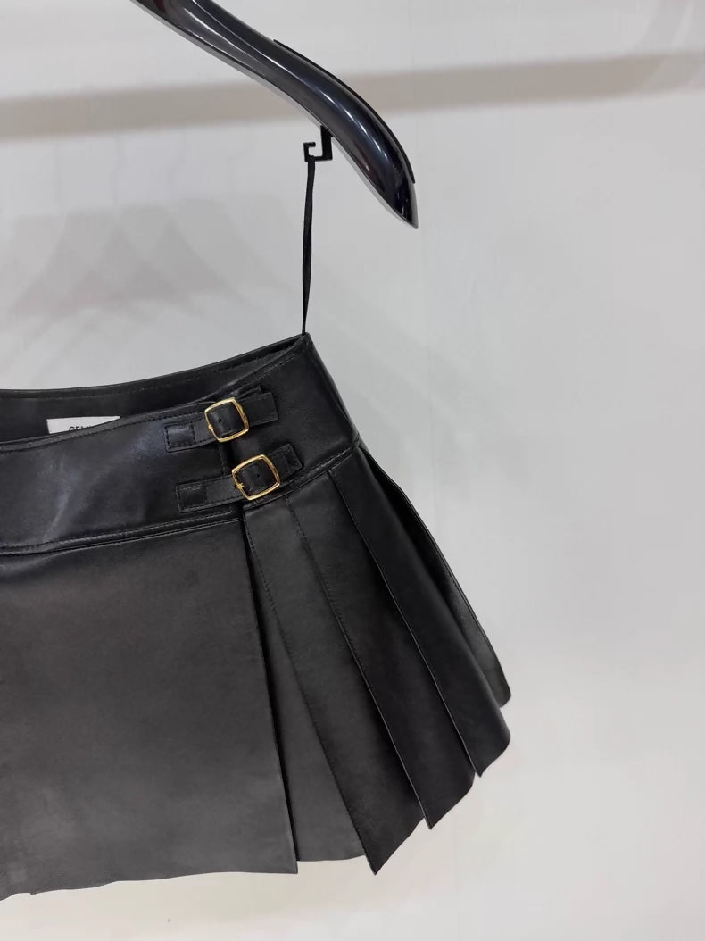 Celine pleated leather skirt