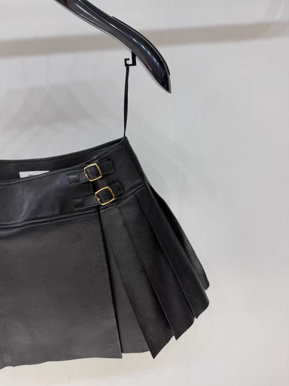Celine pleated leather skirt