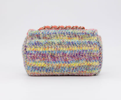 Chanel 2020 CC Multicolor Mini Knit Flap Bag