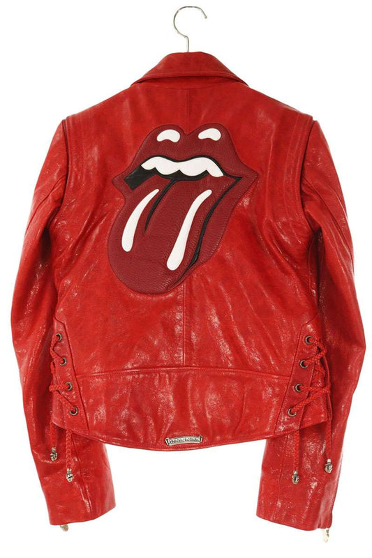 Chrome Hearts Rolling stones Riders Red Leather Jacket JJ DEAN