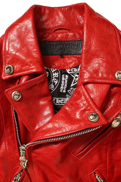 Chrome Hearts Rolling stones Riders Red Leather Jacket JJ DEAN