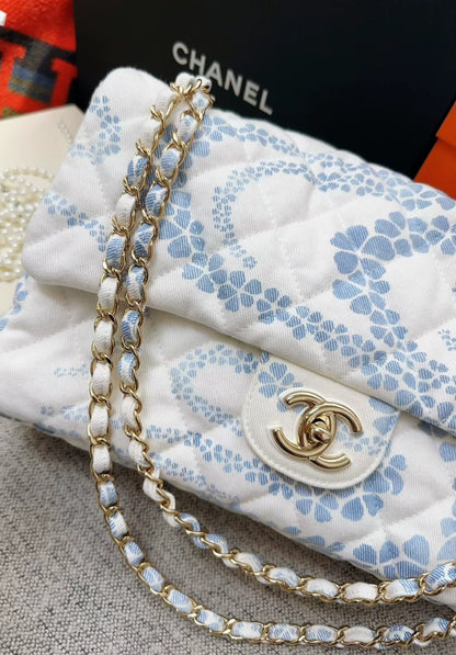 Chanel 25M coco beach series blue printed CF Bag