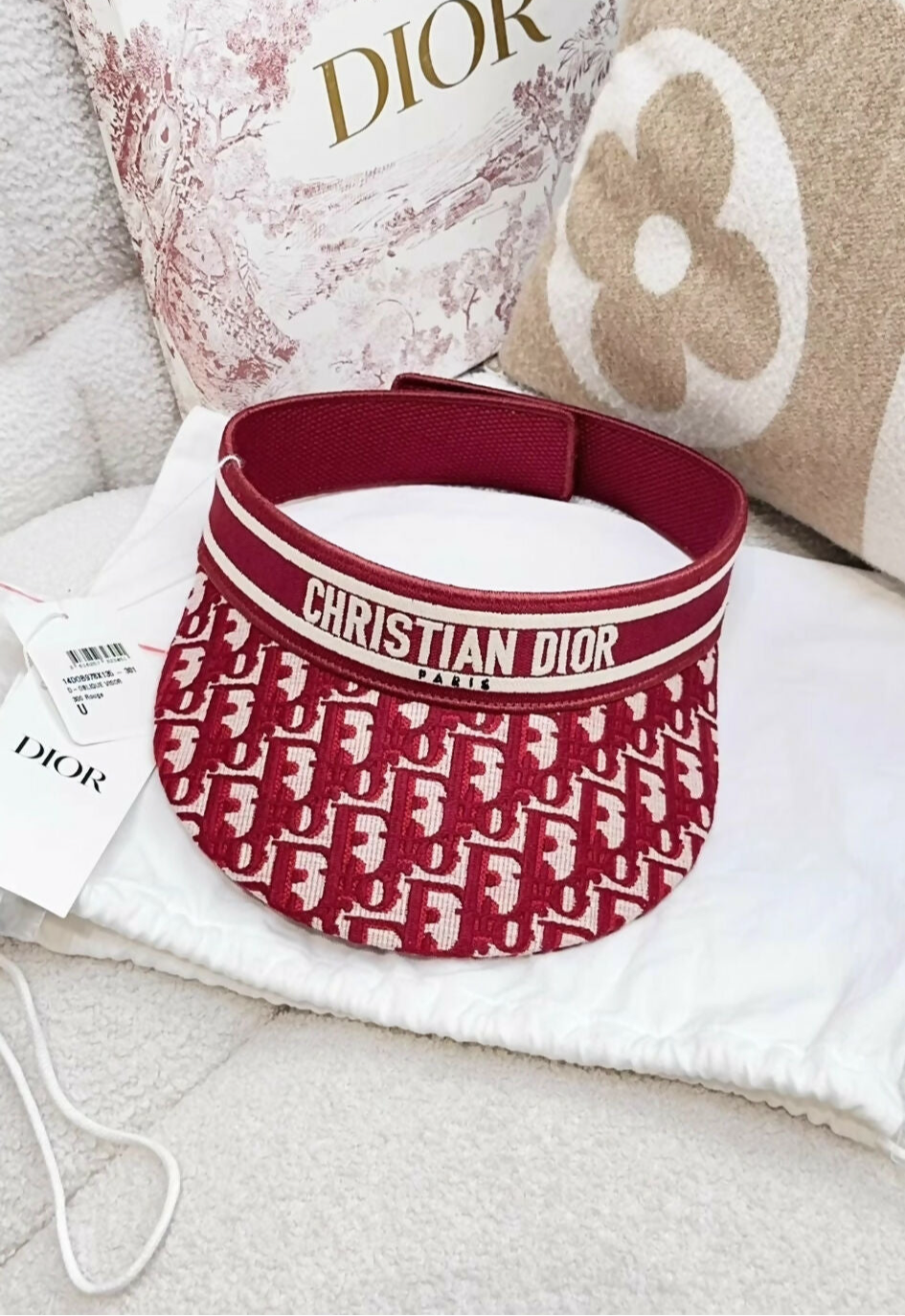CHRISTIAN DIOR Oblique Embroidered D-Smash Visor Red