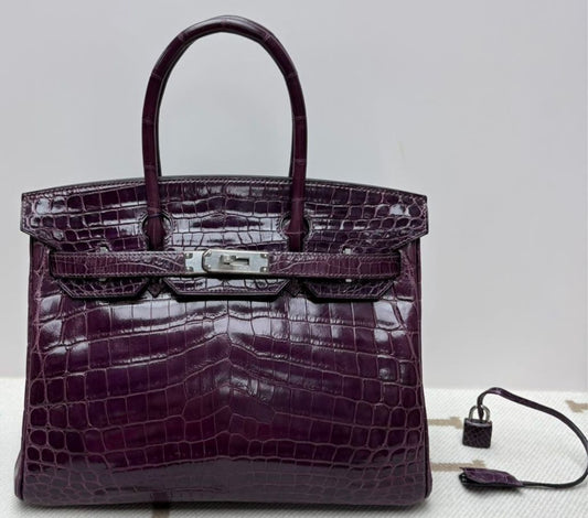 Hermès Birkin 30 Amethyst Shiny Niloticus Palladium hardware