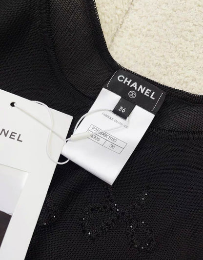 Chanel 24P diamond bow black top size 36